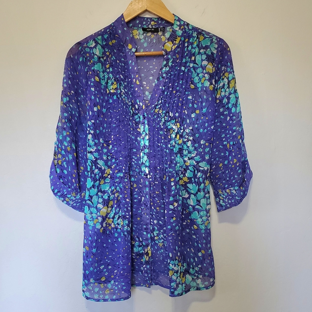 Blue & Yellow Floral Blouse